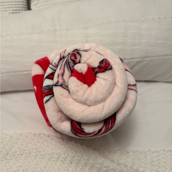Victoria's Secret Pink and Red Bow with candy canes holiday Blanket - Picture 3 of 4